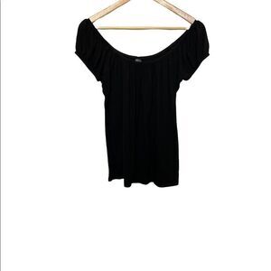 TNA Black Wide Elastic Shoulder Light Short Sleeve Top S